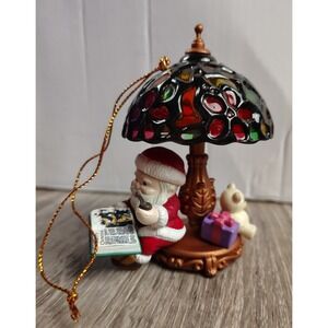 Mistletoe Magic Santa & Tiffany Look Lamp Christmas Ornament Plastic 1995